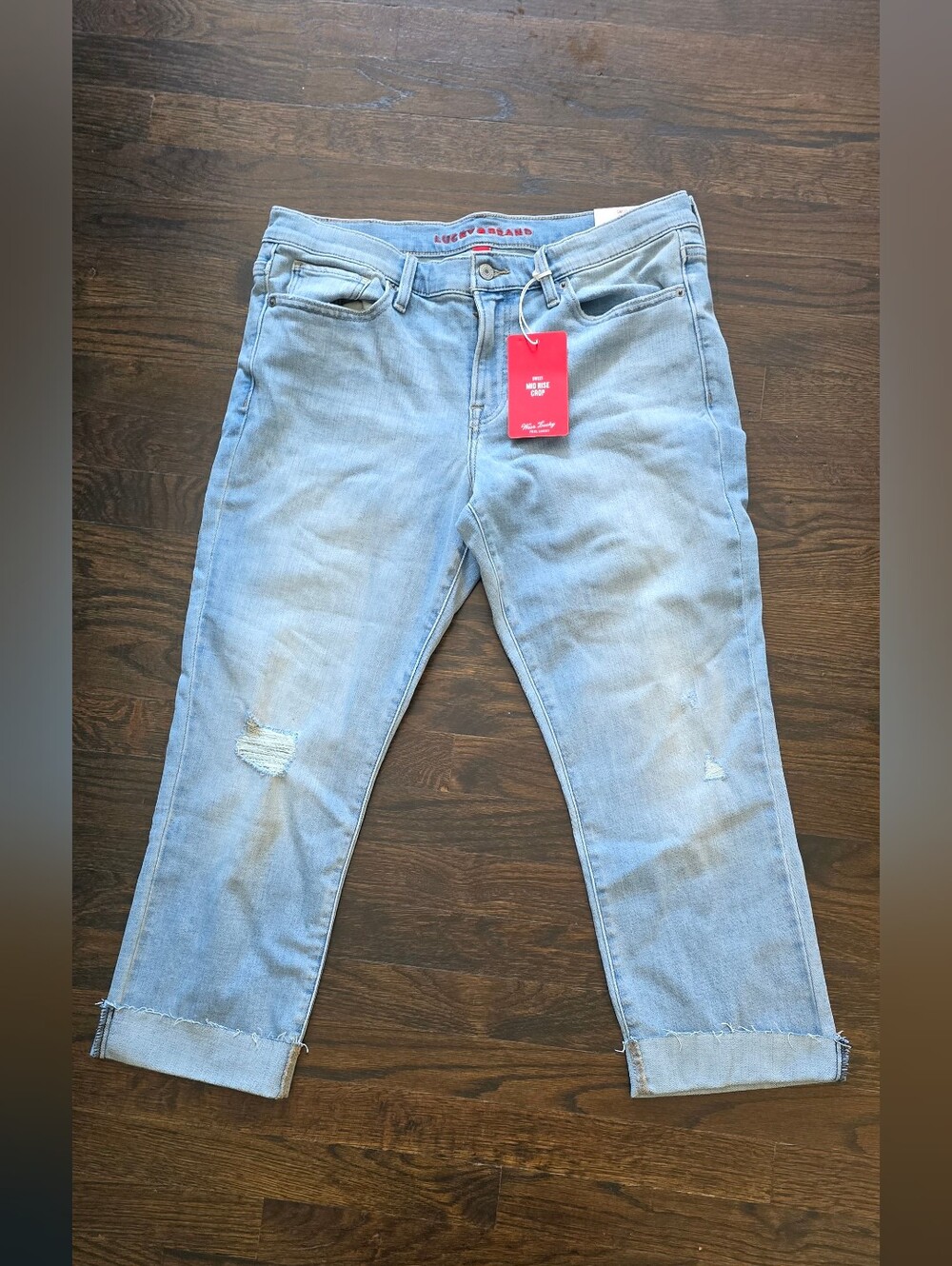 Lucky Brand Women’s Sweet Mid Rise Crop Jeans Size 14/32 NWT Light Wash